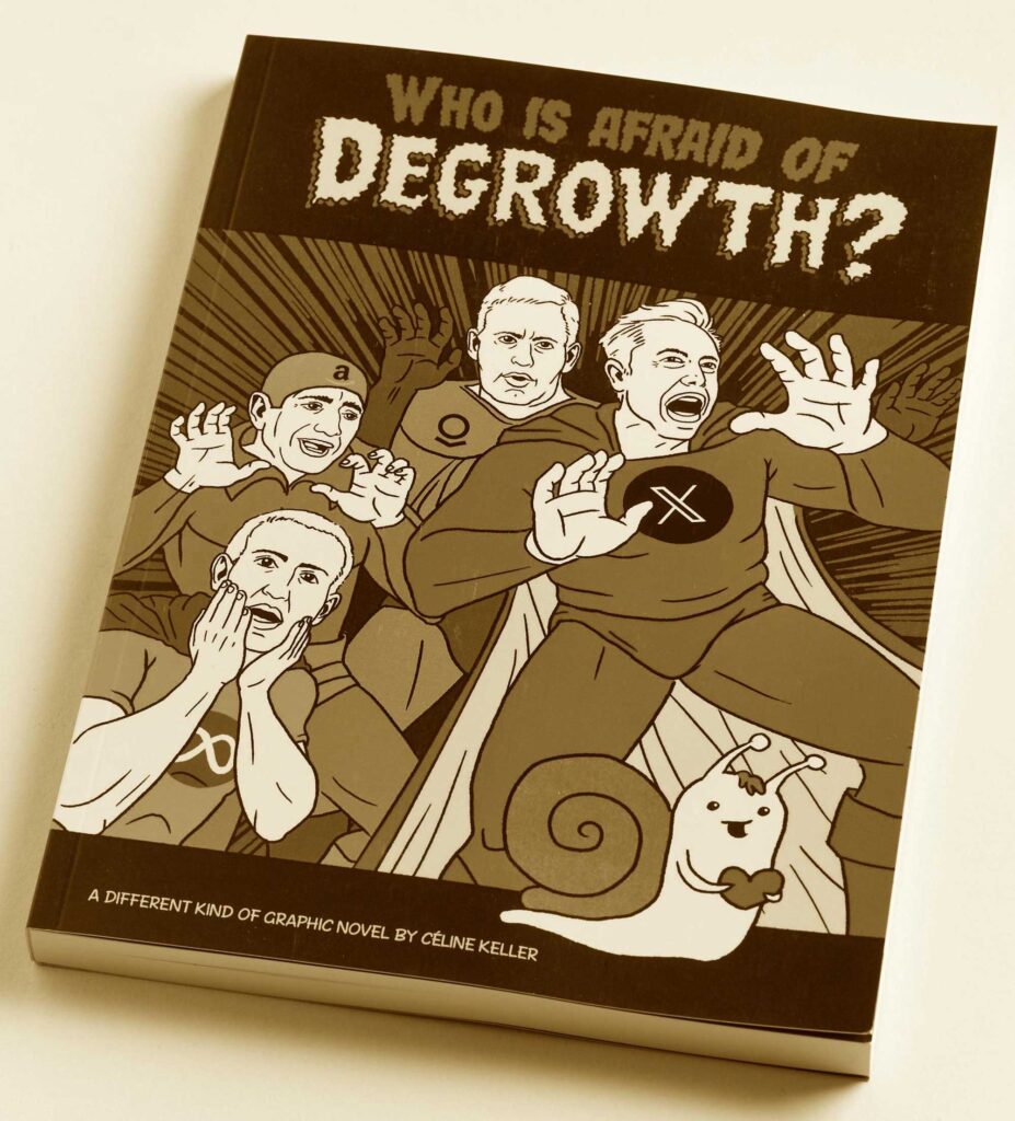 Image of graphic novel Who's Afraid of Degrowth (2024).